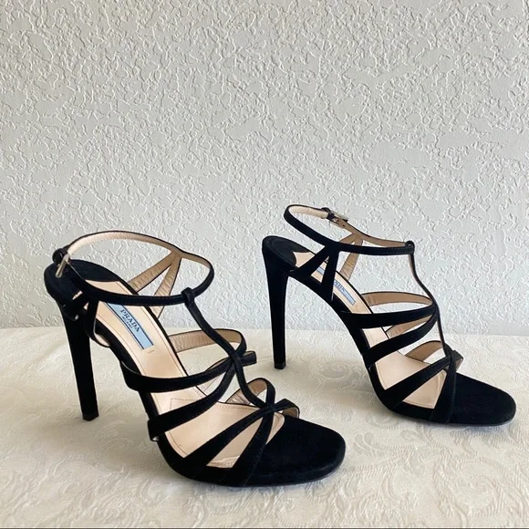 Prada blacks crisscross strap suede sandals - Picture 3 of 13